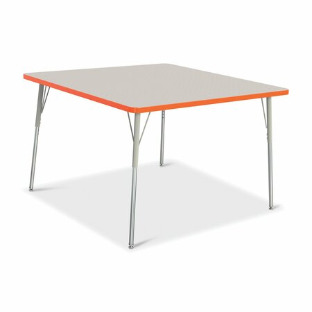 JONTI-CRAFT Berries Square Activity Table, 48 in. x 48 in., A-height, Freckled Gray/Orange/Gray 6418JCA114